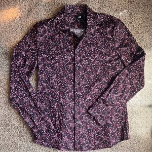 H&M Black and Pink Casual Button Down Shirt